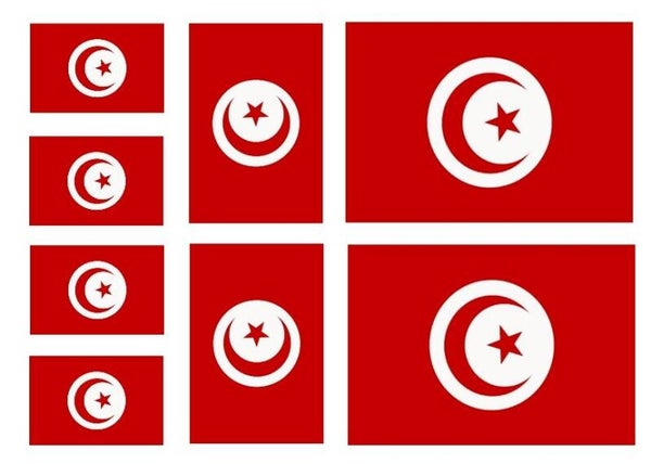 Aufkleber - Sticker - Tunesien  Flagge - Set - 8 Stück - versch. Größen