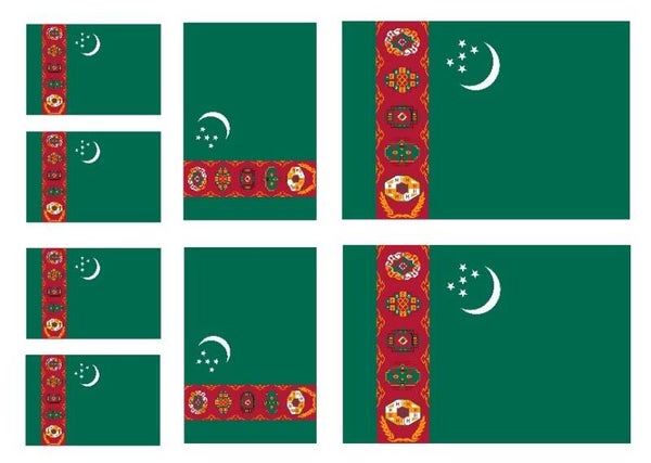Aufkleber - Sticker -  Turkmenistan  Flagge - Set - 8 Stück - versch. Größen