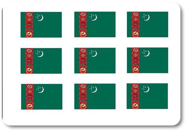 Aufkleber - Sticker -  Turkmenistan  Flagge - Set - 18 Stück - 25x15