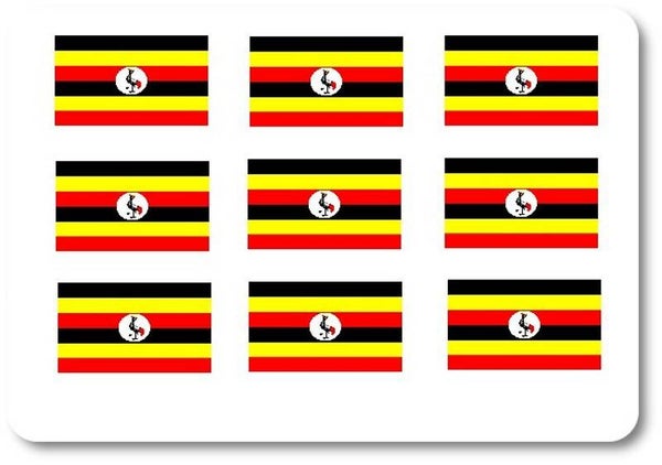 Aufkleber - Sticker - Uganda  Flagge - Set - 18 Stück - 25x15