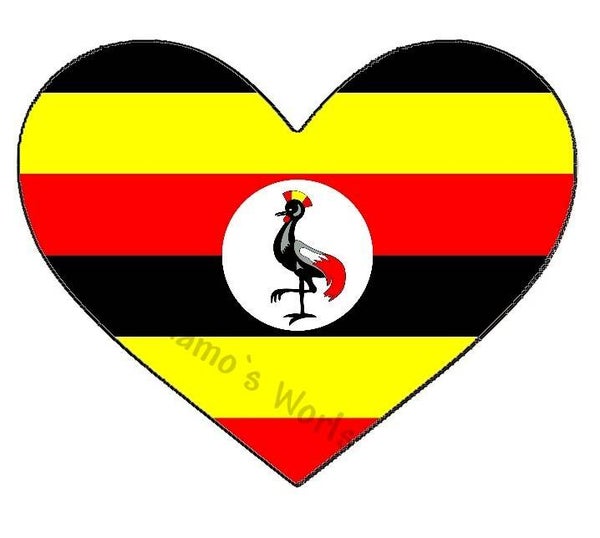 Aufkleber - Flagge - Uganda - Herzform - versch. Größen