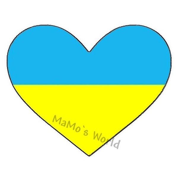 Aufkleber - Flagge - Ukraine - Herzform - versch. Größen
