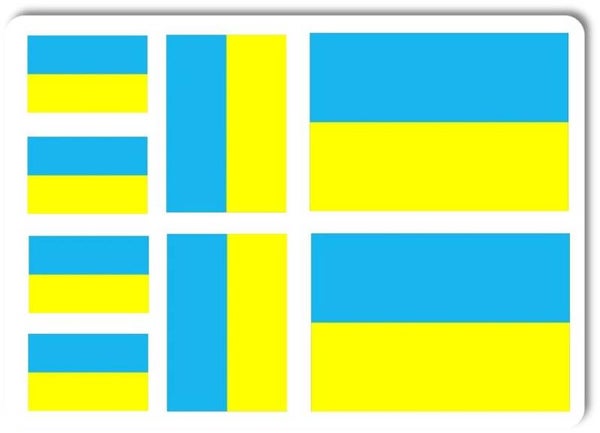 Aufkleber - Sticker - Ukraine Flagge - Set - 8 Stück - versch. Größen