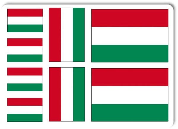 Aufkleber - Sticker - Ungarn Flagge - Set - 8 Stück - versch. Größen