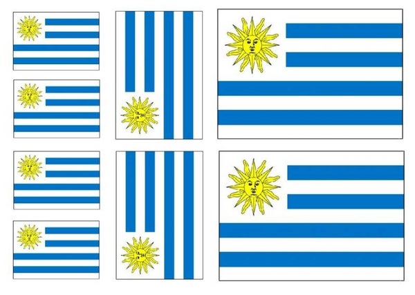Aufkleber - Sticker - Uruguay  Flagge - Set - 8 Stück - versch. Größen