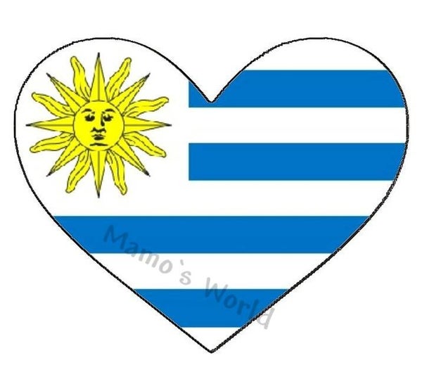 Aufkleber - Flagge - Uruguay - Herzform - versch. Größen