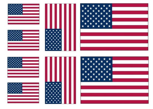 Aufkleber - Sticker - USA  Flagge - Set - 8 Stück - versch. Größen