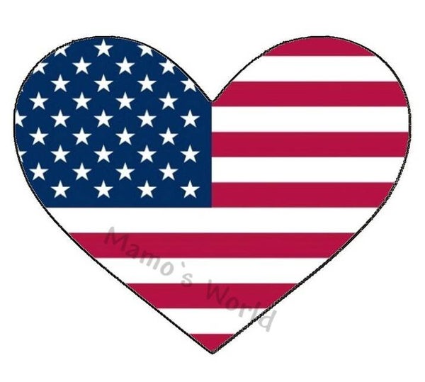Aufkleber - Flagge - USA - Herzform - versch. Größen