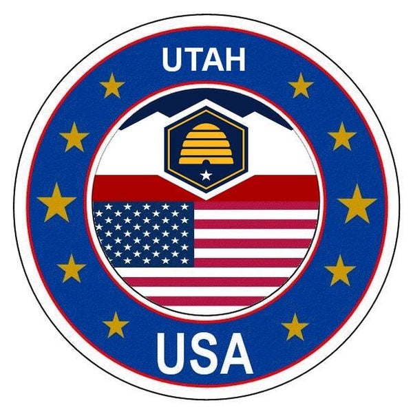 Aufkleber - Bundesstaaten USA - Utah  - Rund - versch. Größe