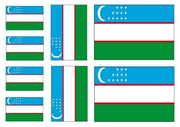 Aufkleber - Sticker -  Uzbekistan  Flagge - Set - 8 Stück - versch. Größen