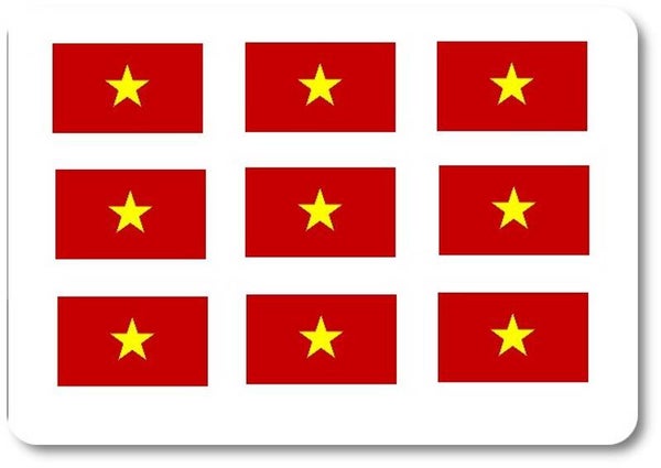 Aufkleber - Sticker -  Vietnam  Flagge - Set - 18 Stück - 25x15