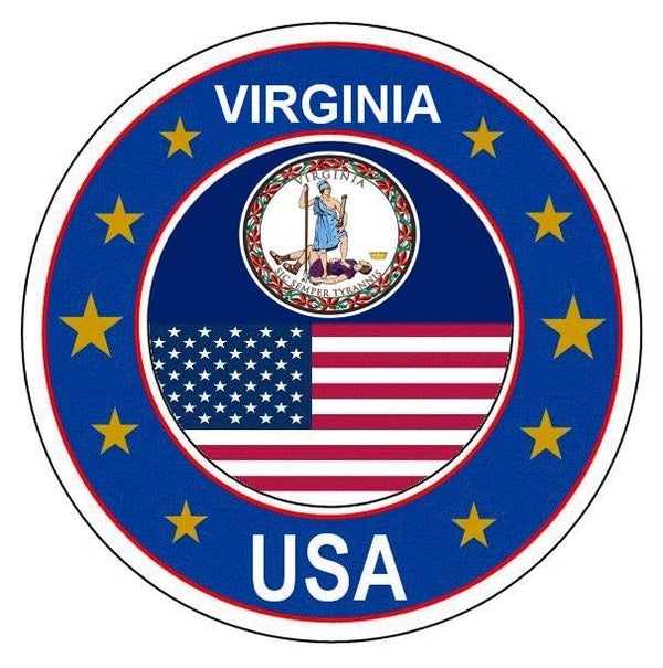 Aufkleber - Bundesstaaten USA - Virginia  - Rund - versch. Größe