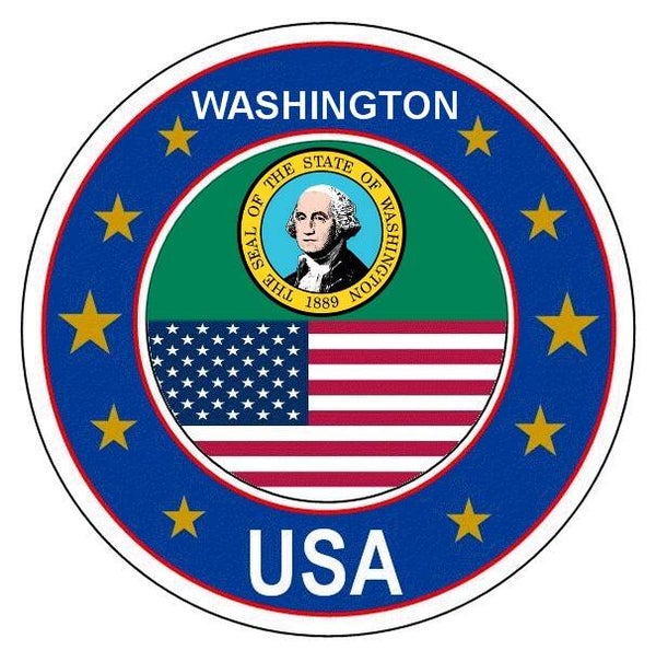Aufkleber - Bundesstaaten USA - Washington  - Rund - versch. Größe