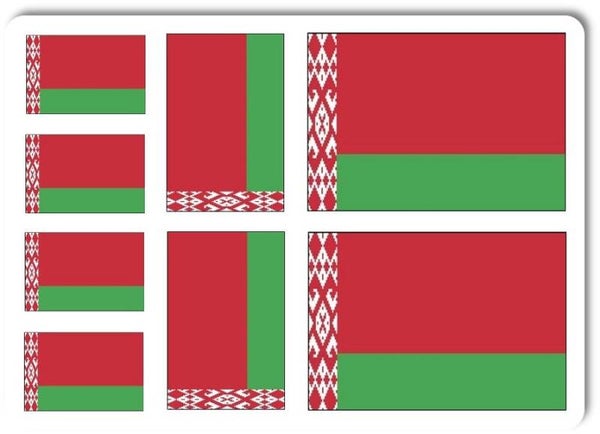 Aufkleber - Sticker - Weißrussland Flagge - Set - 8 Stück - versch. Größen