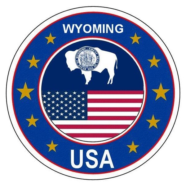 Aufkleber - Bundesstaaten USA -  Wyoming  - Rund - versch. Größe