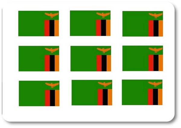Aufkleber - Sticker - Sambia  Flagge - Set - 18 Stück - 25x15