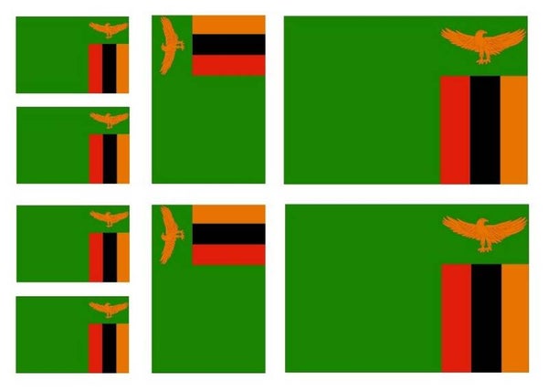 Aufkleber - Sticker - Sambia  Flagge - Set - 8 Stück - versch. Größen