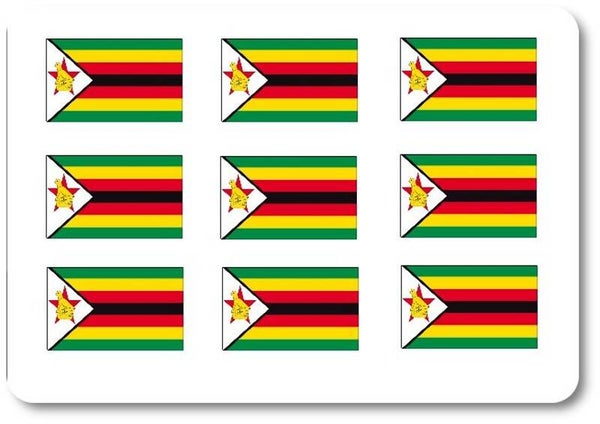 Aufkleber - Sticker - Simbabwe  Flagge - Set - 18 Stück - 25x15