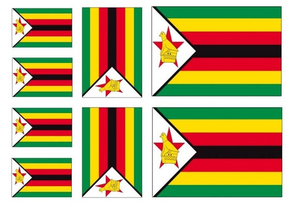 Aufkleber - Sticker - Simbabwe  Flagge - Set - 8 Stück - versch. Größen