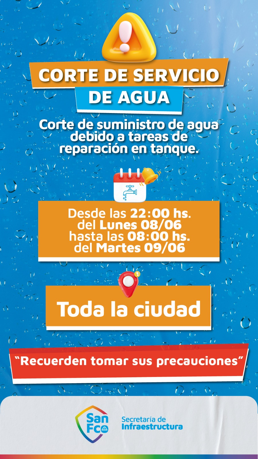 SAN FRANCISCO | Habrá un corte total de agua por trabajos en la red ...