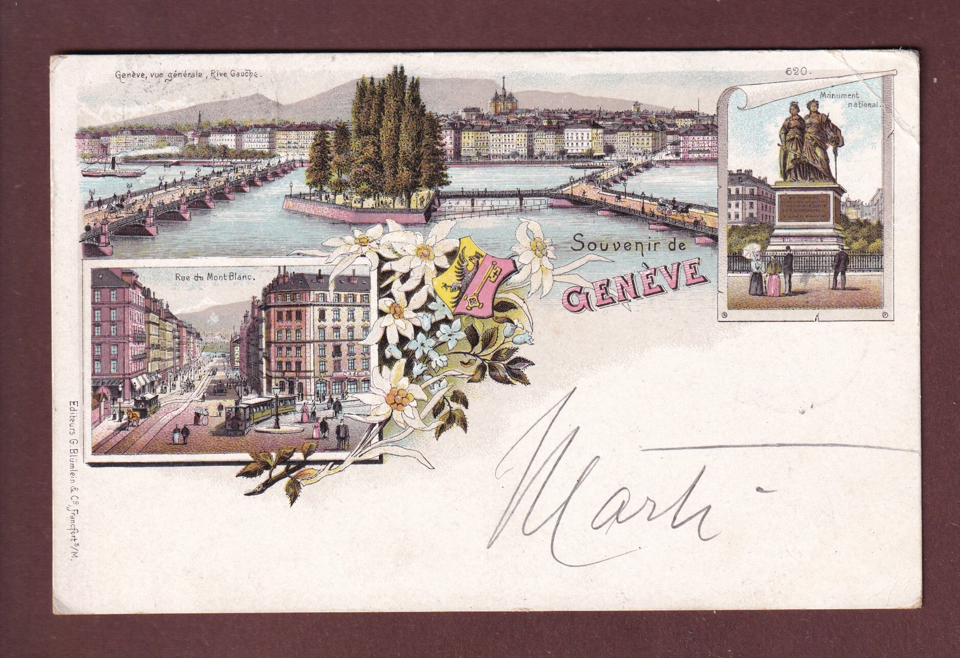 Souvenir de GENEVE - 1909 Litho Blümlein // pli d'angle //