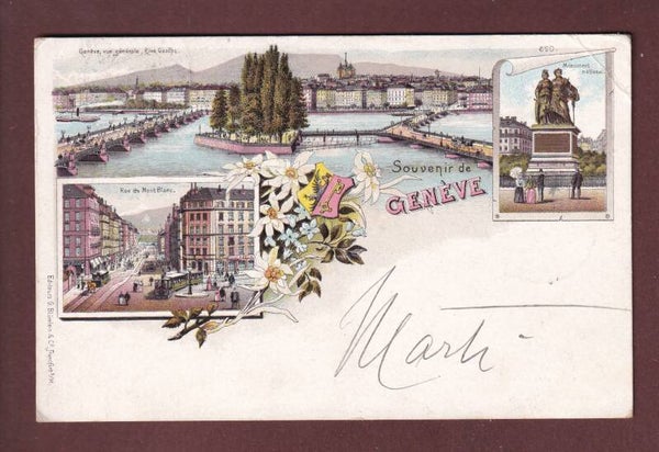 Souvenir de GENEVE - 1909 Litho Blümlein // pli d'angle //