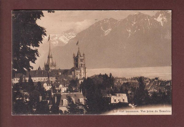 LAUSANNE vue de Beaulieu - Cathédrale - 1913