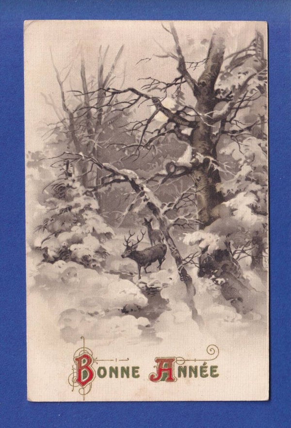 NOUVEL AN - Cerf - Neige - 1918