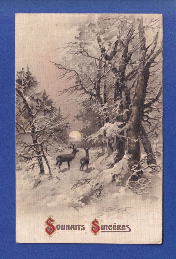 NOUVEL AN - Cerf - Neige - 1918