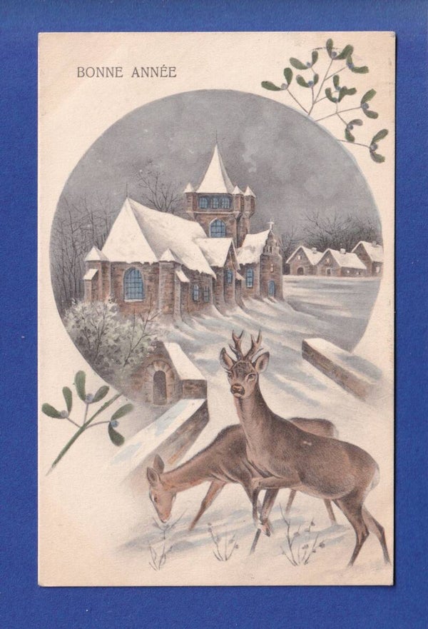 NOUVEL AN - Cerf - Neige - 1908