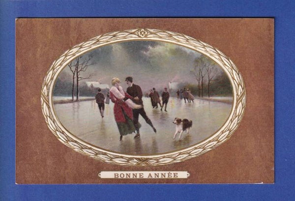NOUVEL AN - Couple - Patin à glace - 1909