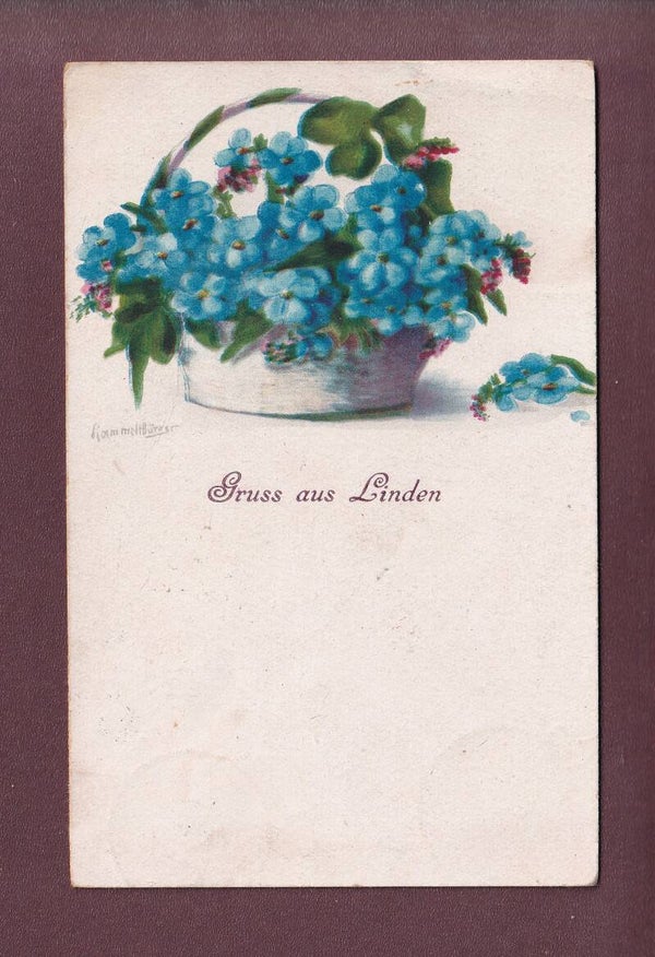 Gruss aus LINDEN - Blumen - 1920