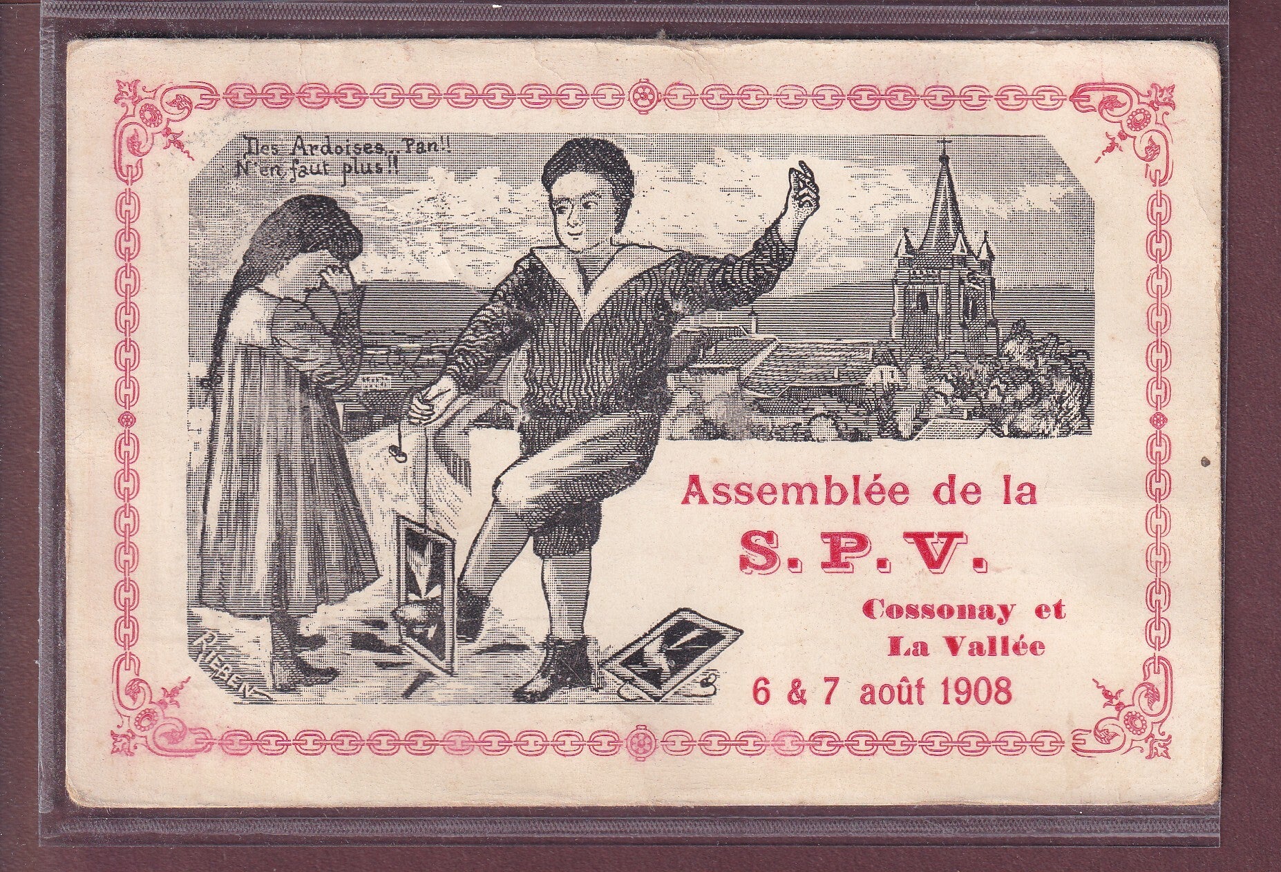 Assemblée SPV Cossonay La Vallée 1908 // carte émoussée //