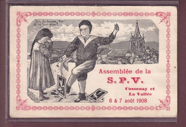 Assemblée SPV Cossonay La Vallée 1908 // carte émoussée //