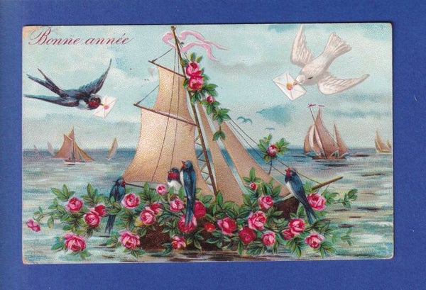 NOUVEL AN - Bateaux - Fleurs - 1909