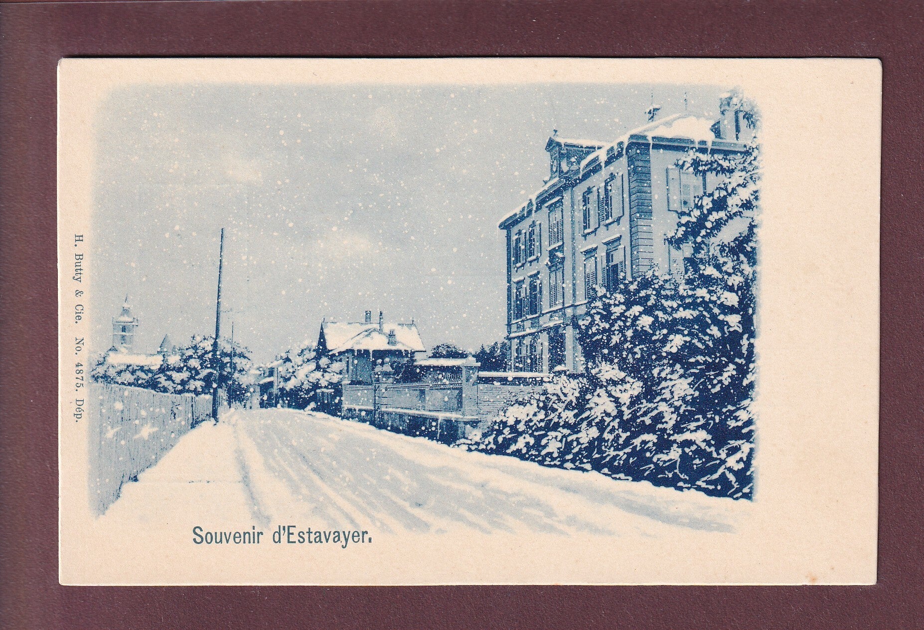 Souvenir d'ESTAVAYER sous la neige
