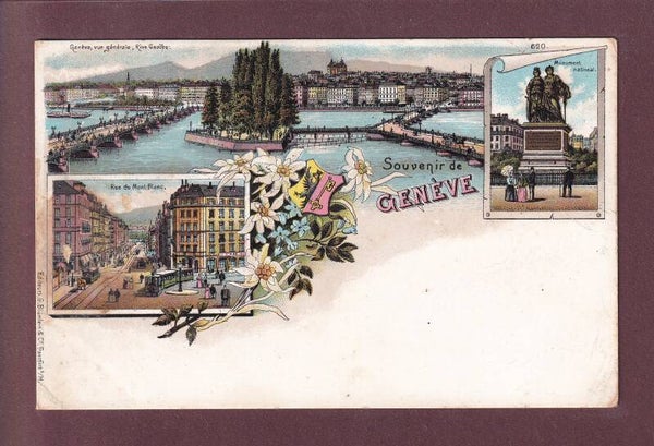 Souvenir de GENEVE Litho Blümlein // petits plis d'angle //