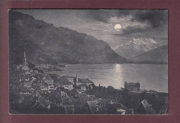 MONTREUX au Clair de Lune - 1912 // coin émoussé //
