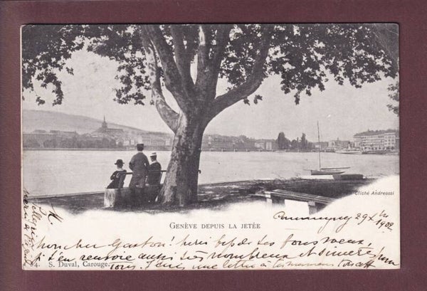 GENEVE depuis la Jetée - 1902 // pli d'angle //