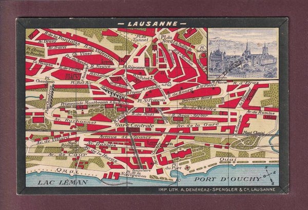Plan de LAUSANNE - Légende au dos - 1912 // pli //