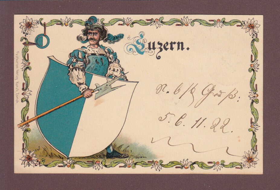 LUZERN - Wappe - Soldat - 1900 Litho Künzli