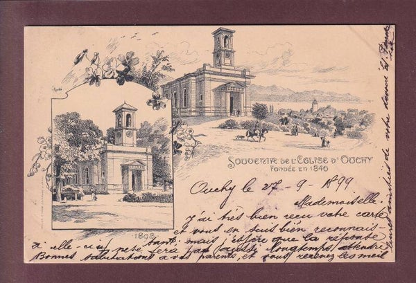 LAUSANNE - Souvenir de l'Eglise d'Ouchy - 1899