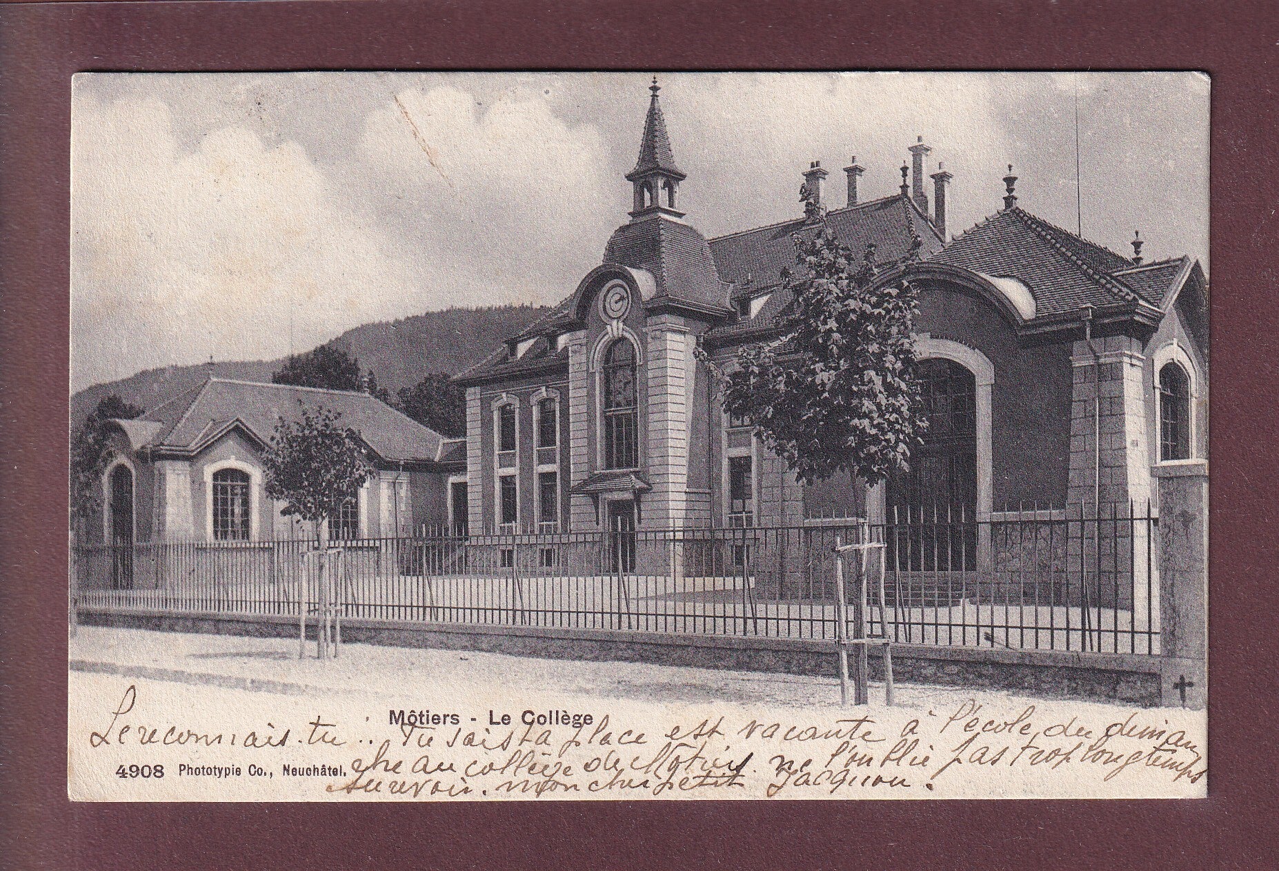 MÔTIERS - Le Collège - 1907