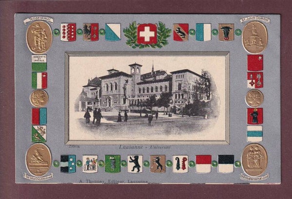 LAUSANNE - Université - 1908 Relief et cantons