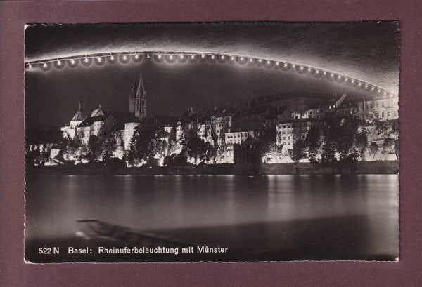 BASEL - Rhein Uferbeleuchtung - Münster