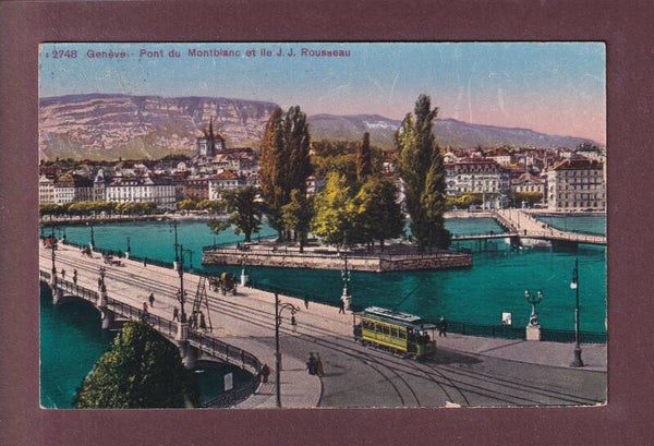 GENEVE - Tram - Île Rousseau - 1925
