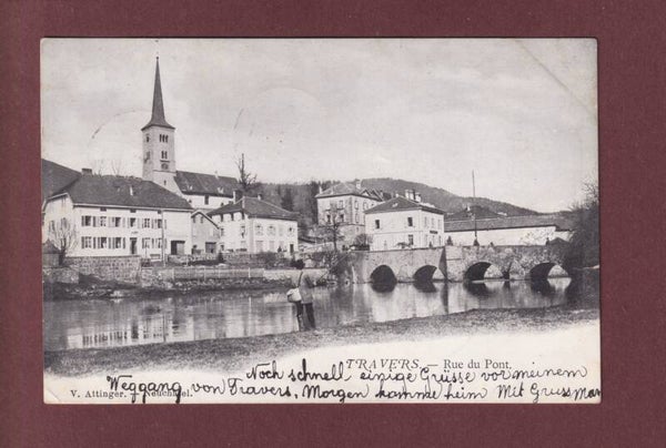 TRAVERS - Rue du Pont - Pêcheur - 1906