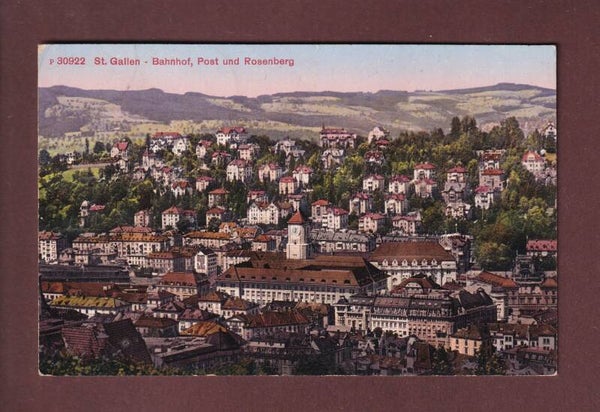 ST. GALLEN - Bahnhof - Post - Rosenberg - 1915