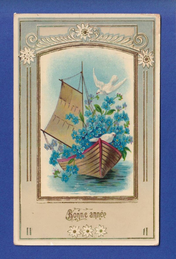 NOUVEL AN - Bateau - Fleurs - 1910
