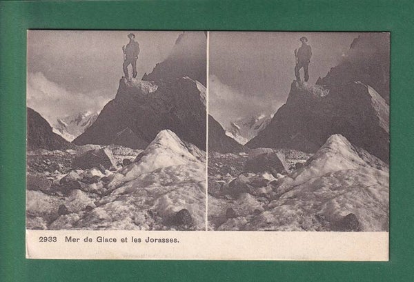 MER DE GLACE et les Jorasses - Carte stéréo - 1909